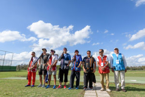 ROME - OCTOBER 15: Athletes at the Trap Men Finals at the TAV Valle Aniene Shooting Club during Day 4 of the ISSF World Cup Final Shotgun on October 15, 2016 in Rome, Italy. (Photo by Nicolo Zangirolami)